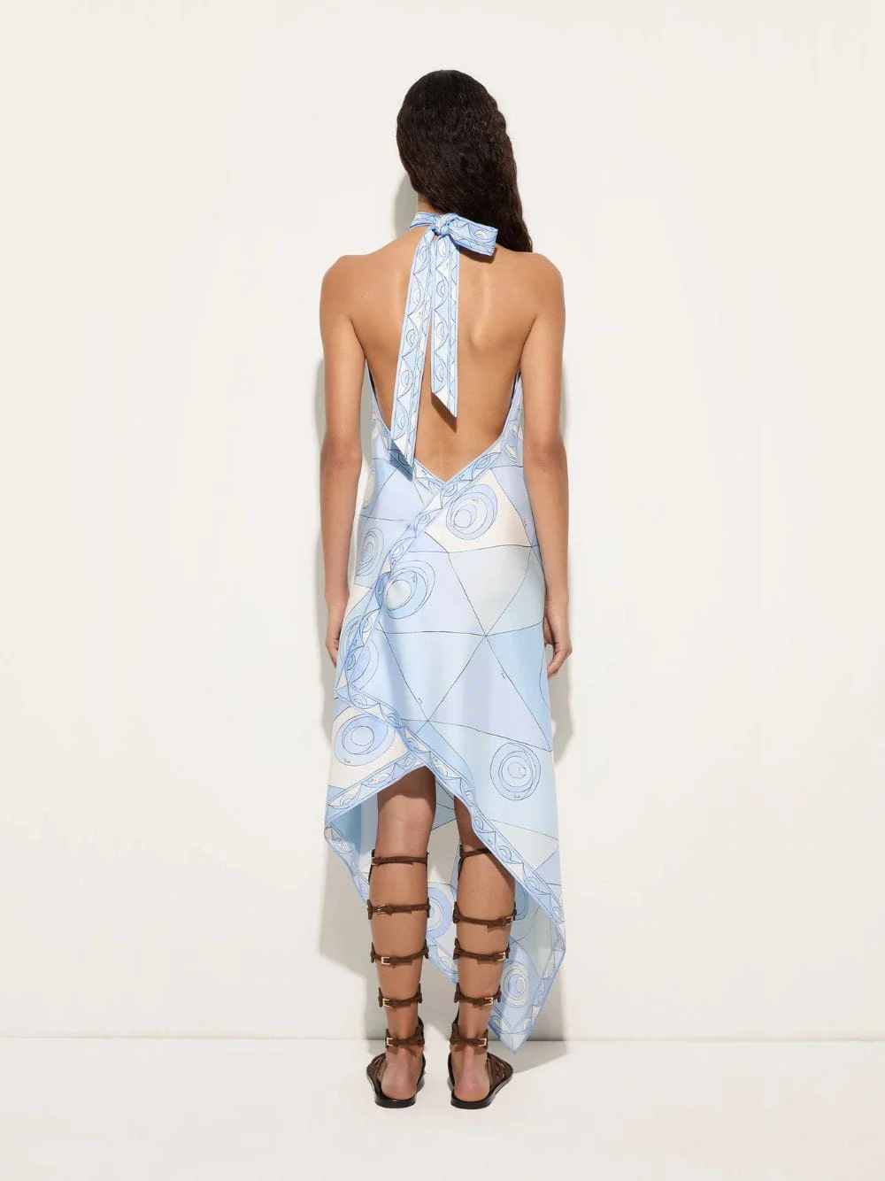 Pale Blue Occhi Print Silk Dress - Image 3