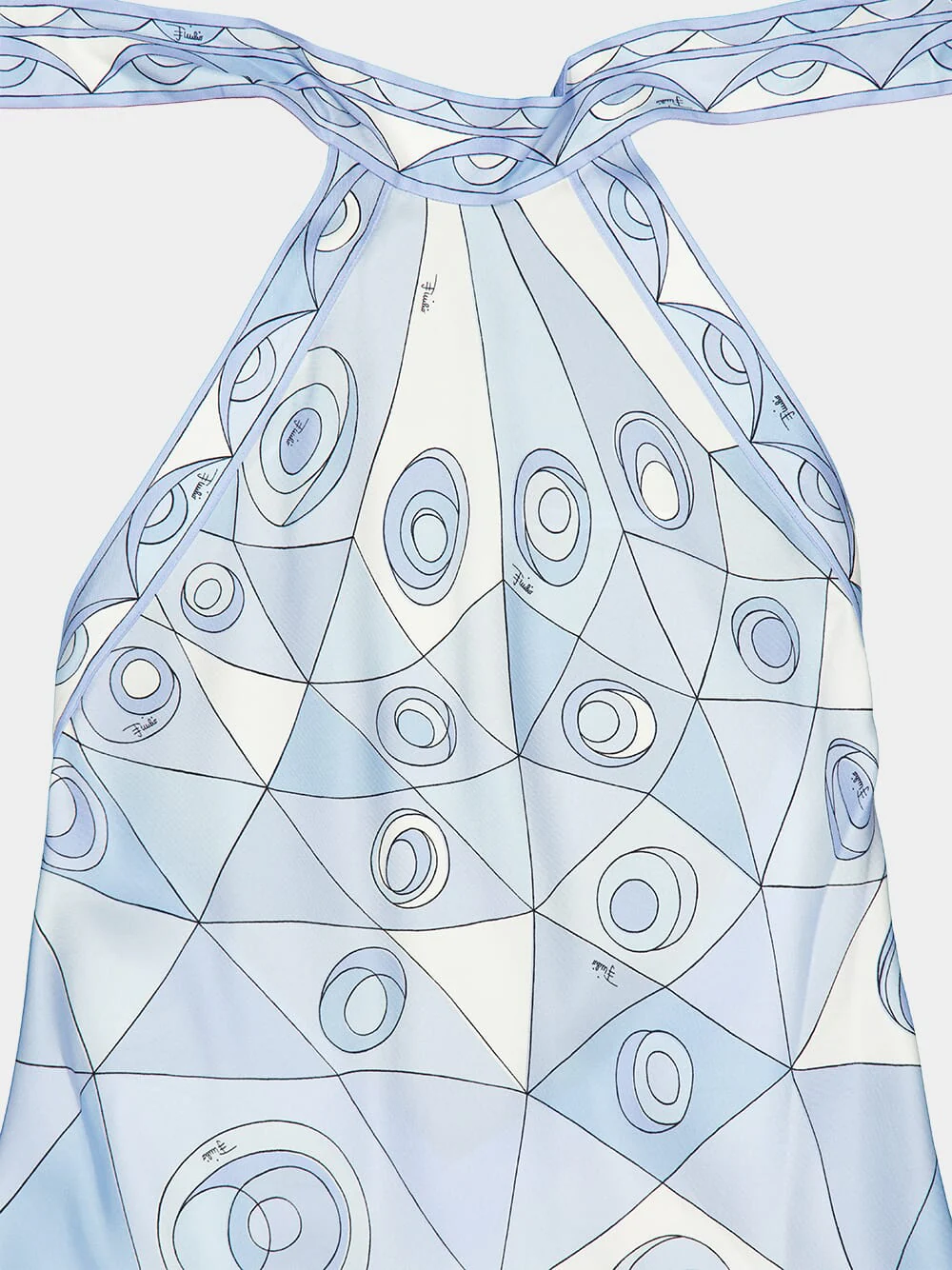 Pale Blue Occhi Print Silk Dress - Image 5