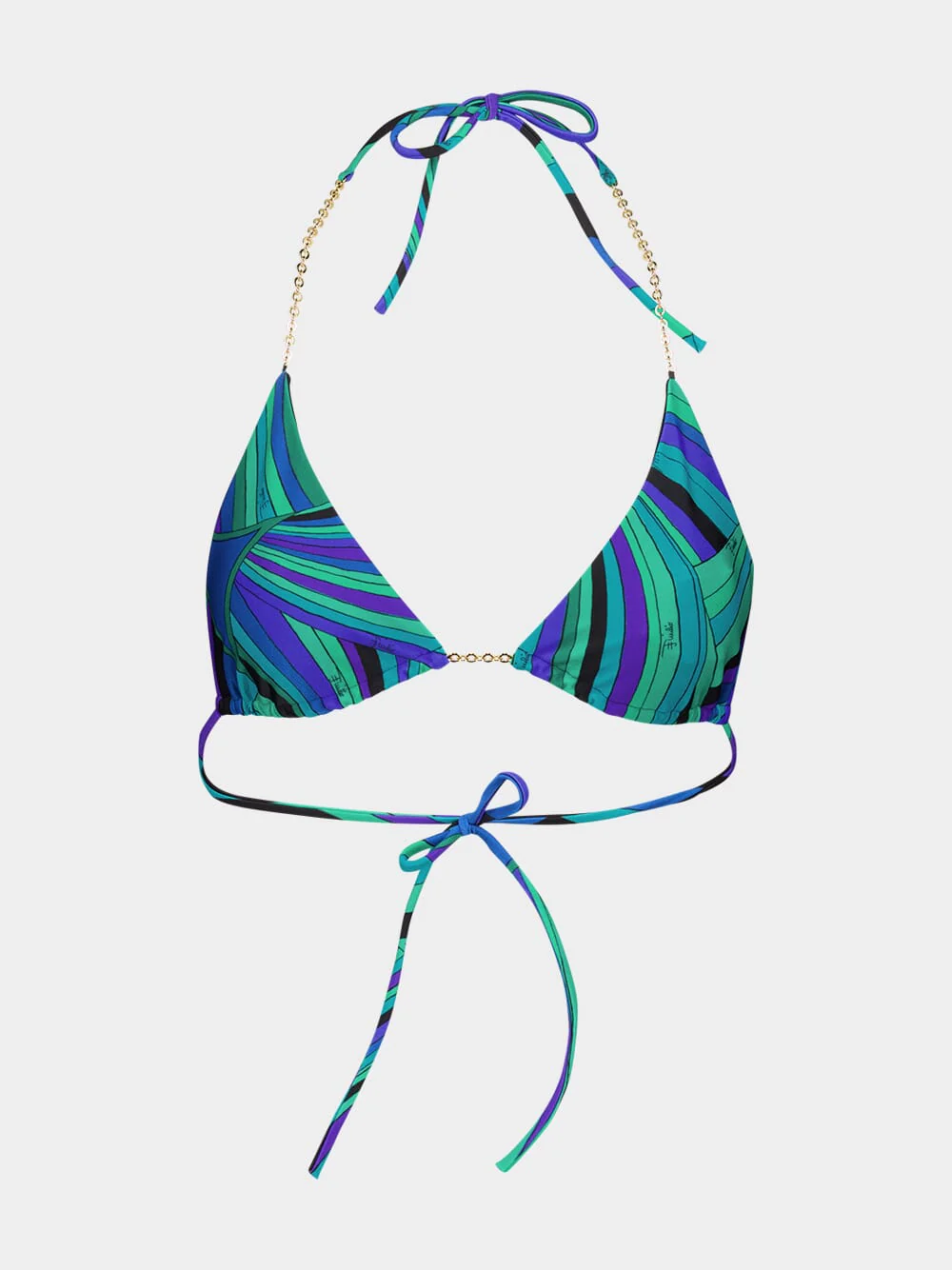 Emerald Iride Print Chain Bikini Top