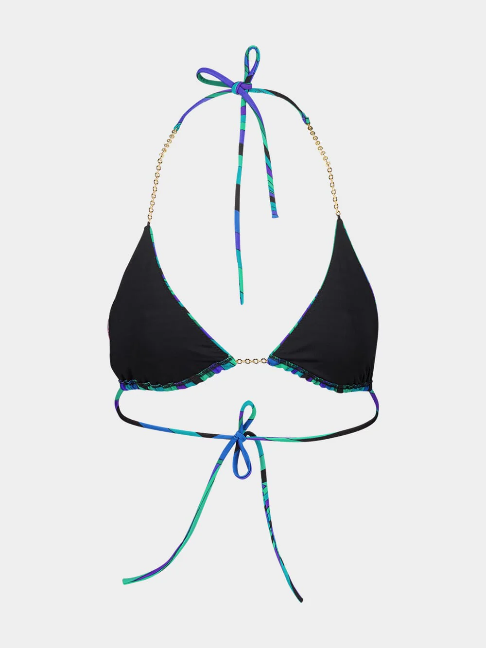 Emerald Iride Print Chain Bikini Top - Image 3