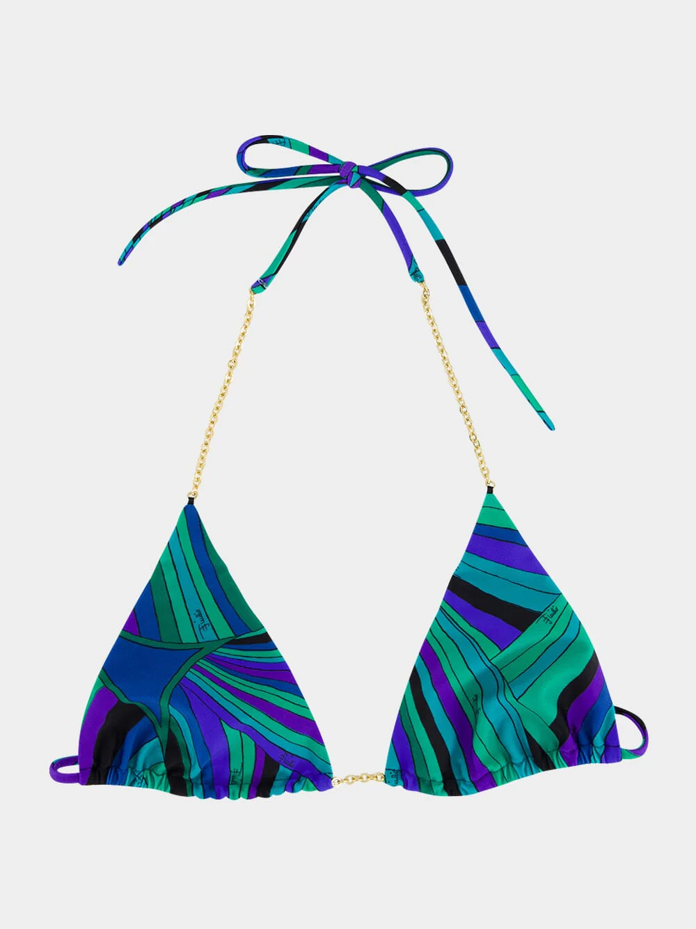 Emerald Iride Print Chain Bikini Top - Image 4