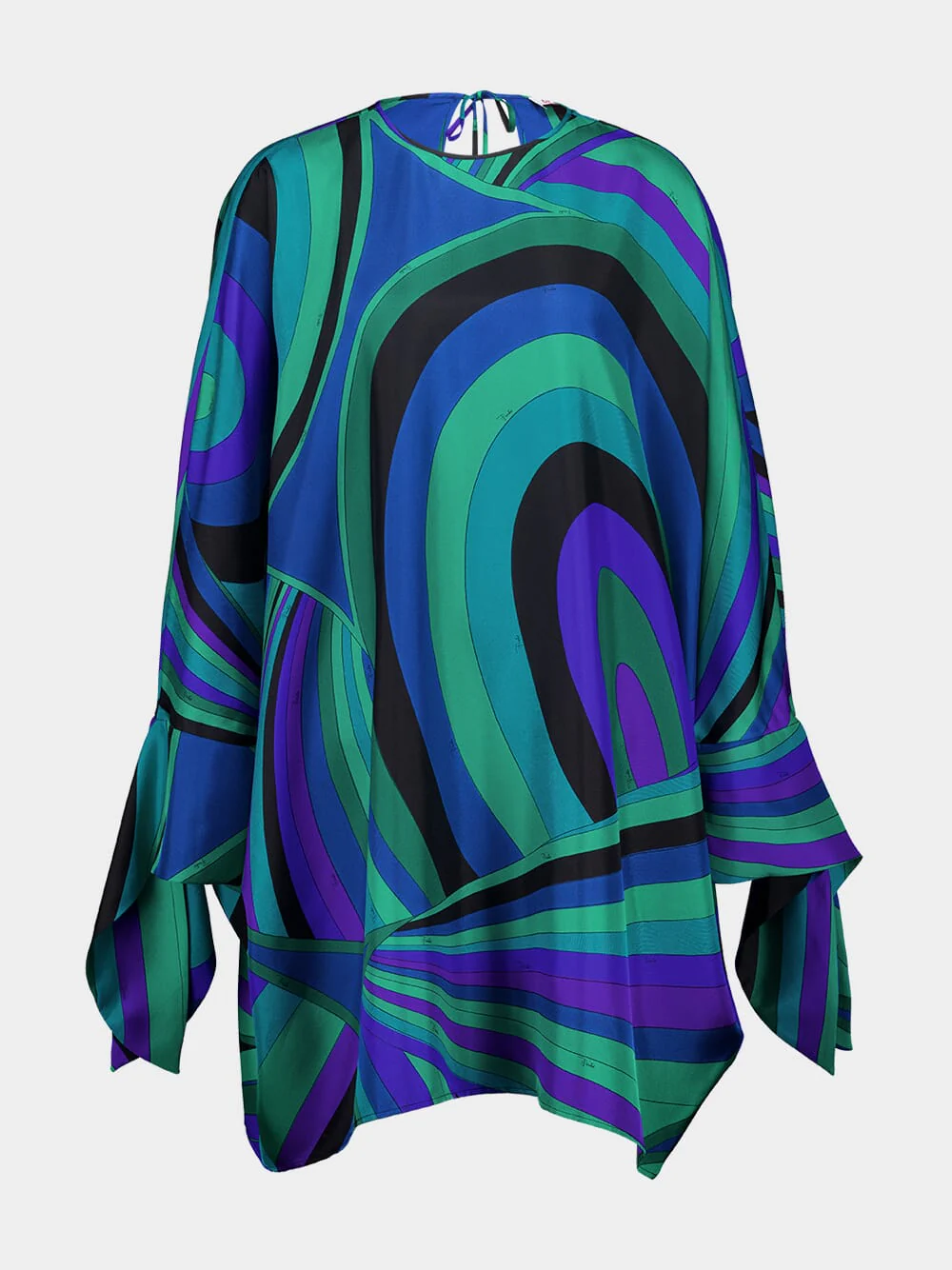 Emerald Iride Print Silk Kaftan