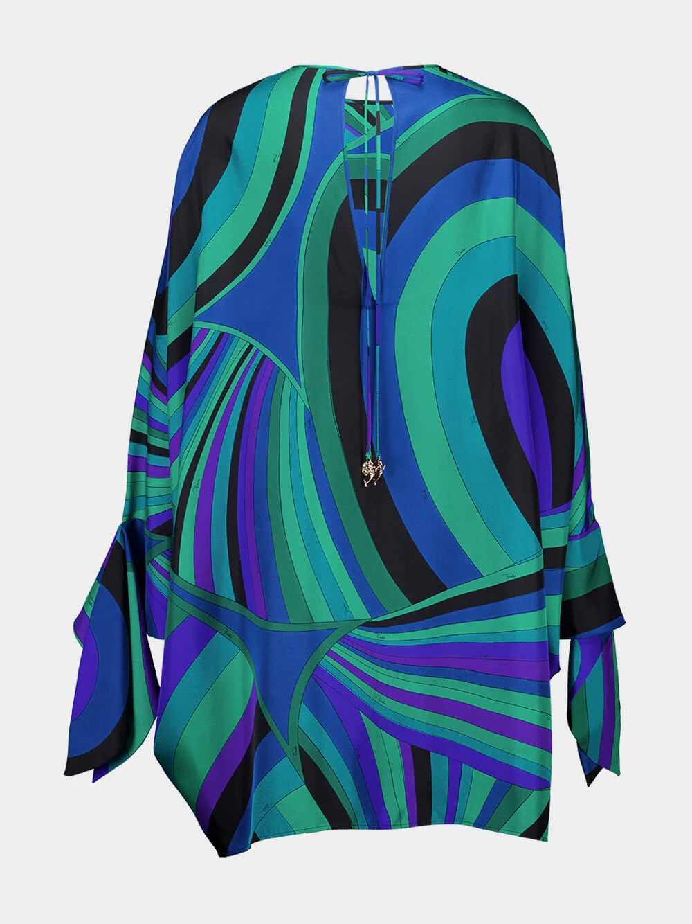 Emerald Iride Print Silk Kaftan - Image 2