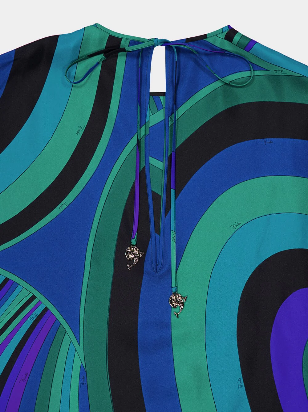 Emerald Iride Print Silk Kaftan - Image 4