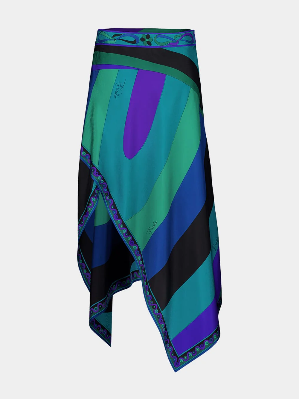 Emerald Maxi Skirt with Asymmetric Hem