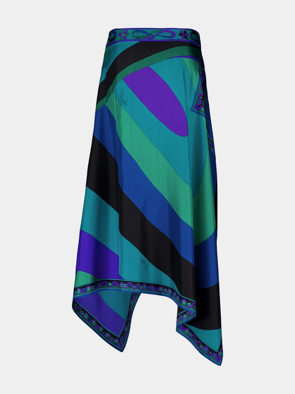 Emerald Maxi Skirt with Asymmetric Hem - Image 2