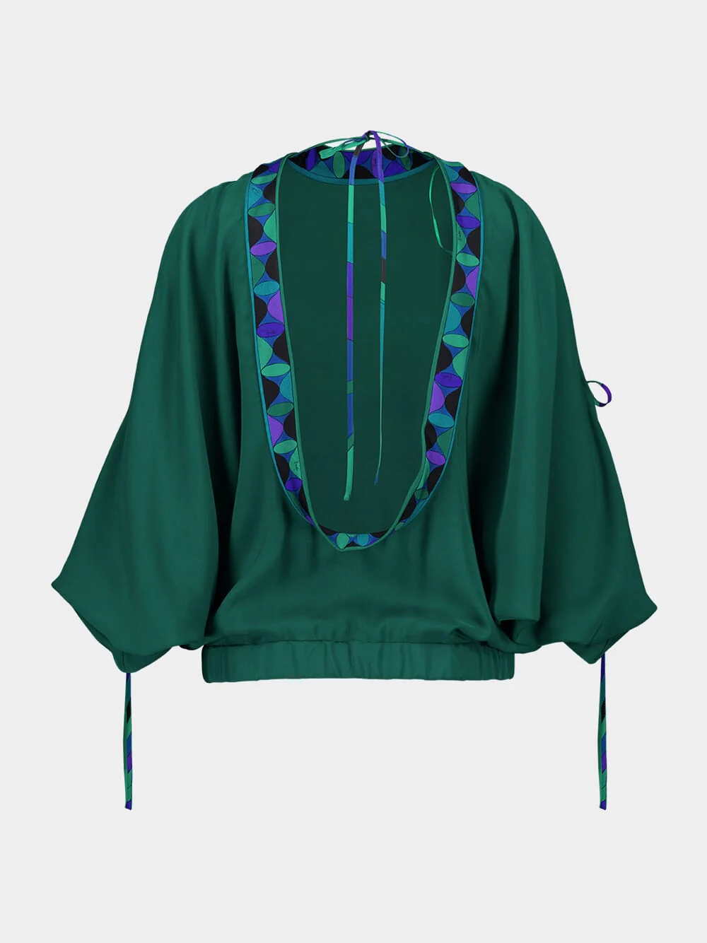 Emerald Orchidee-Print Crepe Marocain Blouse - Image 2