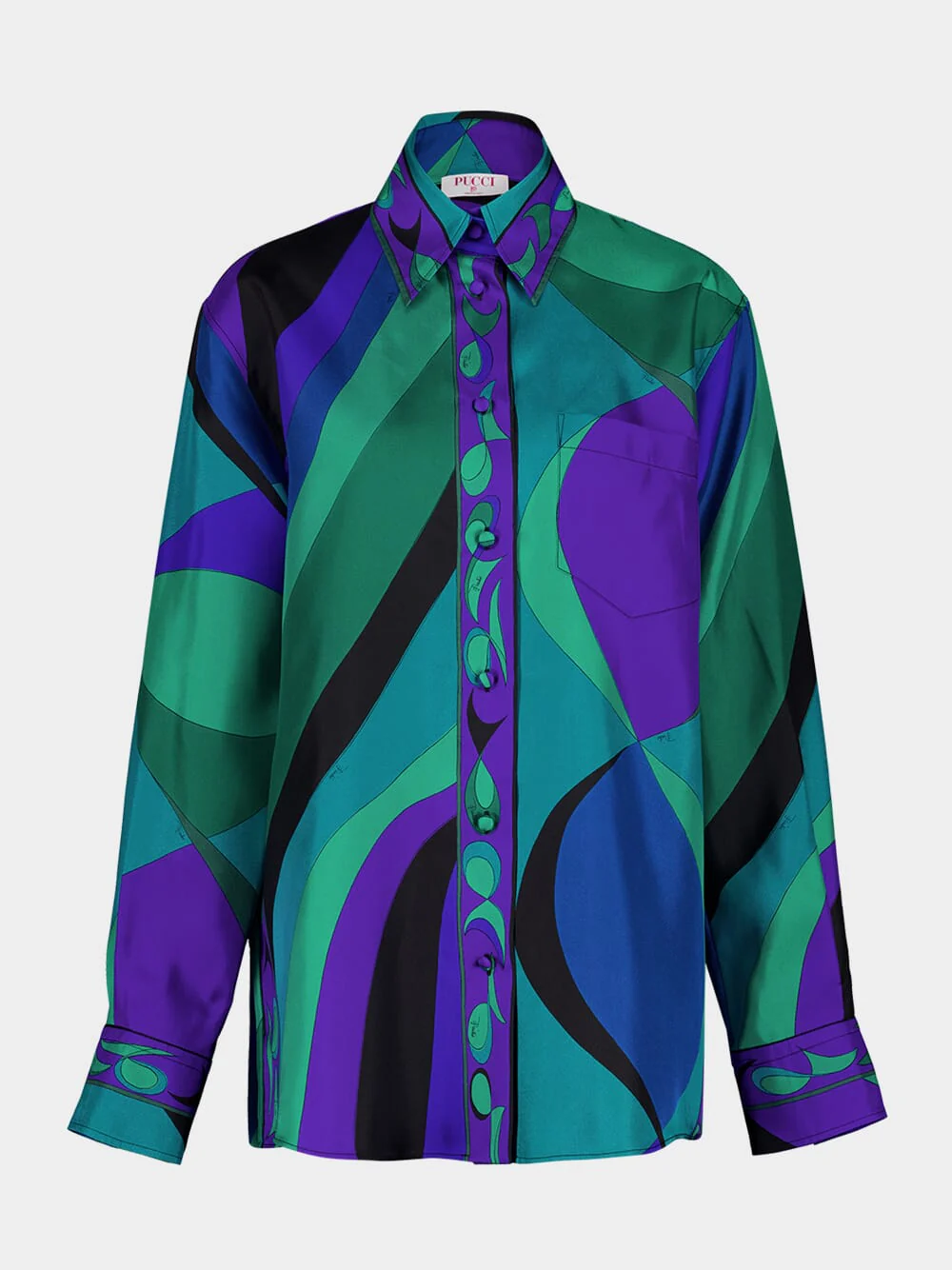 Emerald Printed Silk Twill Shirt