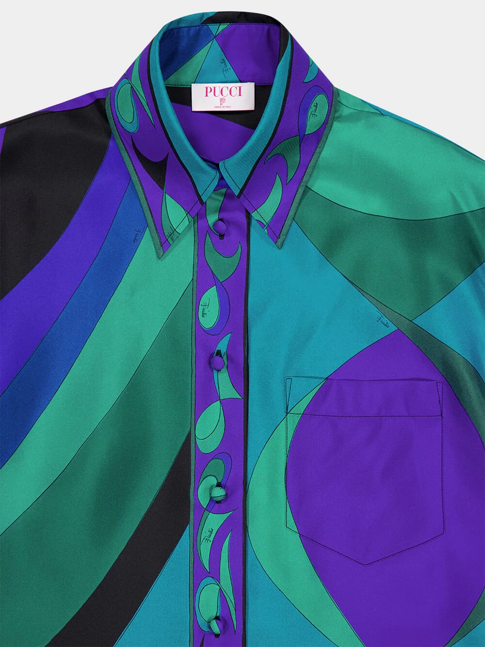 Emerald Printed Silk Twill Shirt - Image 3
