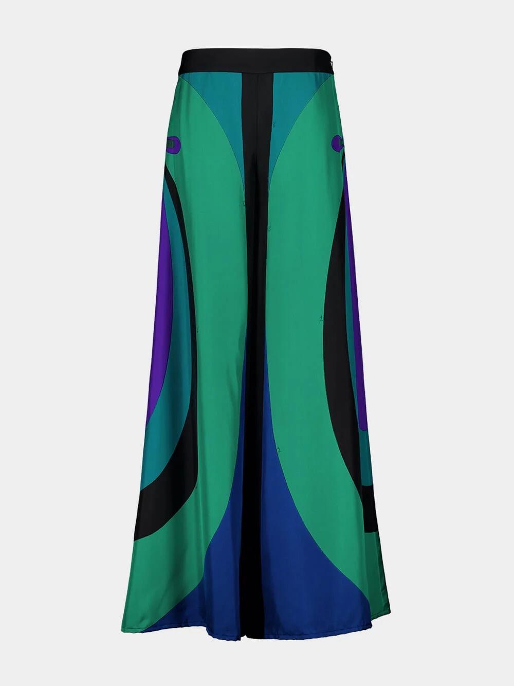 Emerald Wide-Leg Print Silk Twill Trousers