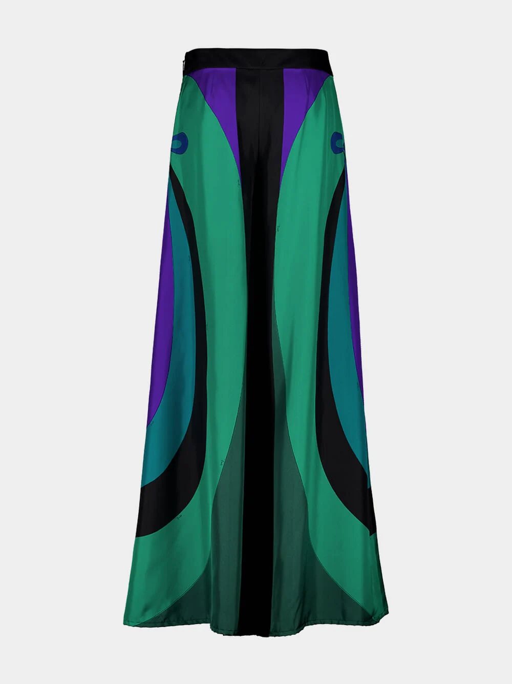 Emerald Wide-Leg Print Silk Twill Trousers - Image 2