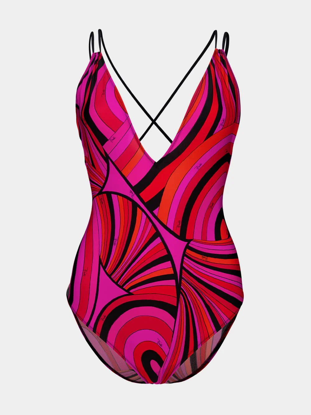 Fuchsia and Black Iride Print Swimsuit