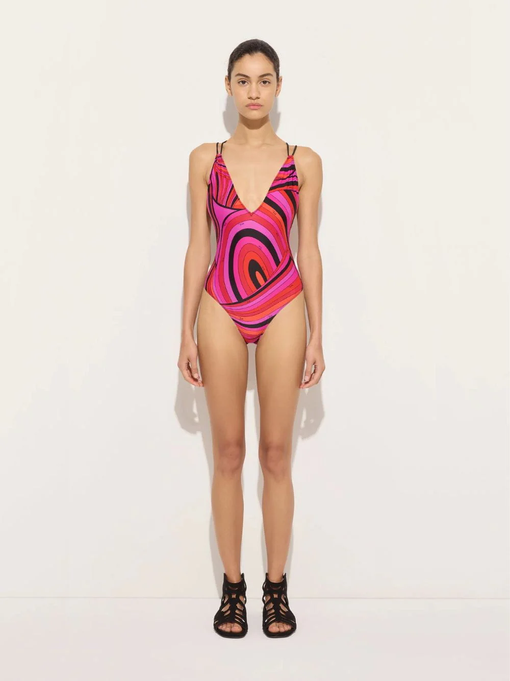 Fuchsia and Black Iride Print Swimsuit - Image 2