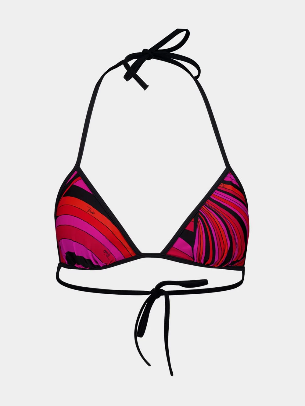 Fuchsia and Black Iride Triangle Bikini Top
