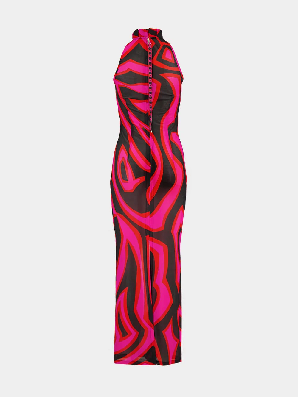 Fuchsia and Black Labirinto Print Maxi Dress - Image 3