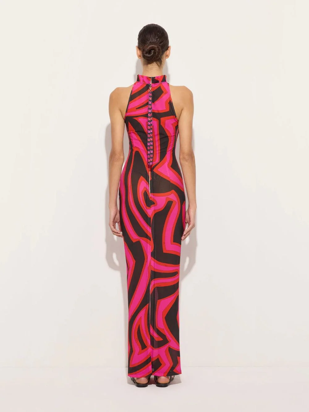 Fuchsia and Black Labirinto Print Maxi Dress - Image 4