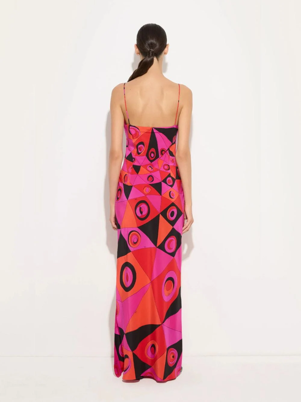 Fuchsia and Black Occhi Print Silk Dress - Image 3