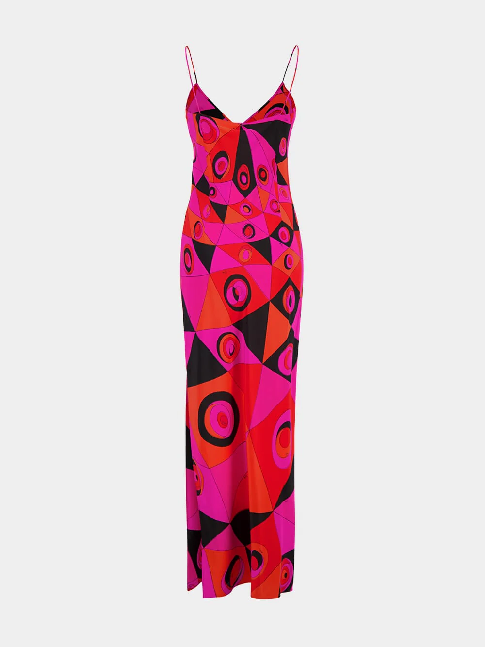 Fuchsia and Black Occhi Print Silk Dress - Image 4