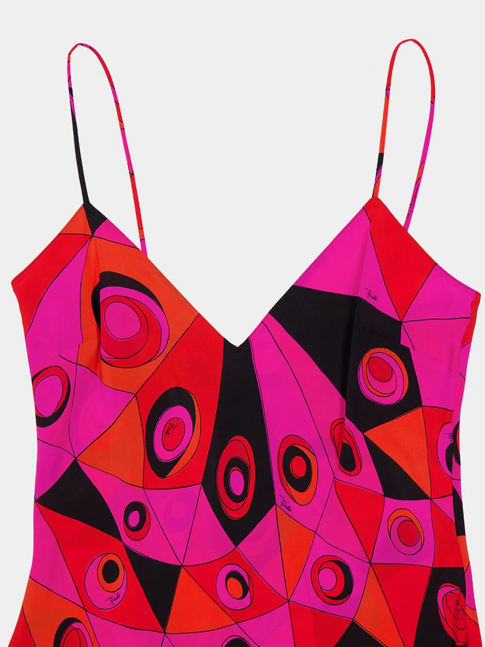 Fuchsia and Black Occhi Print Silk Dress - Image 5
