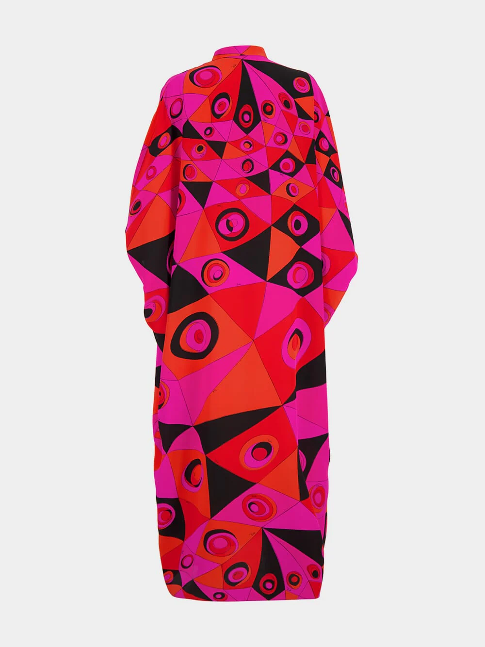 Fuchsia and Black Occhi Print Silk Kaftan - Image 4