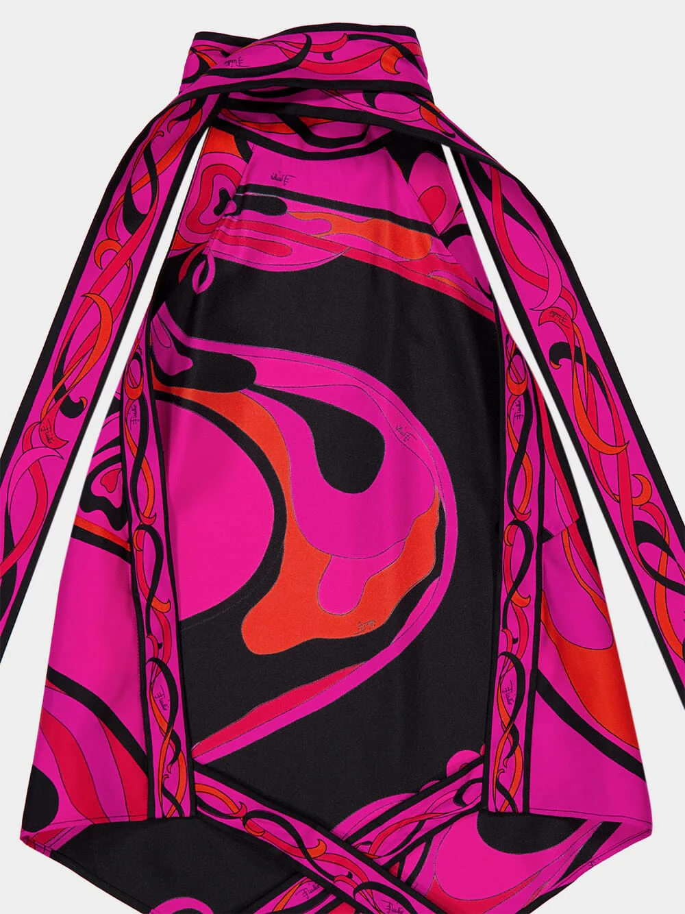 Fuchsia and Black Orchidee Silk Halter Top - Image 6