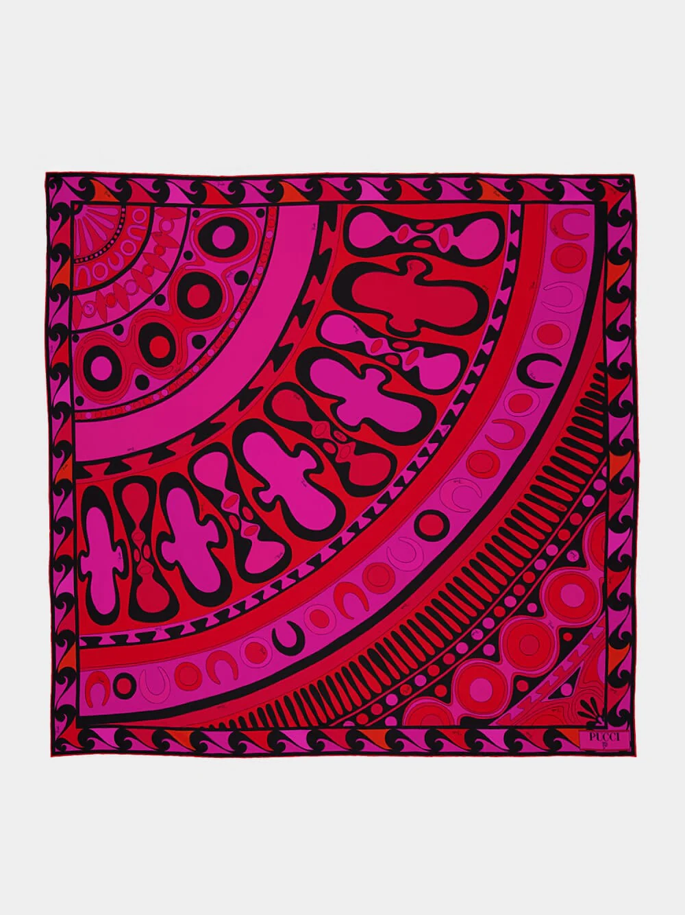 Fuchsia and Black Soleil Print Silk Carré