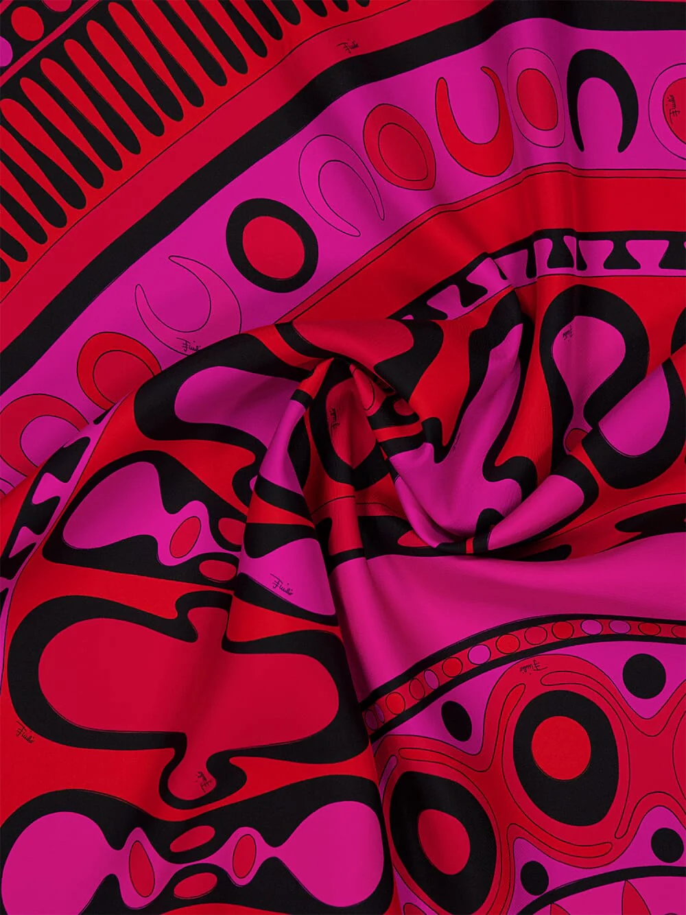 Fuchsia and Black Soleil Print Silk Carré - Image 4