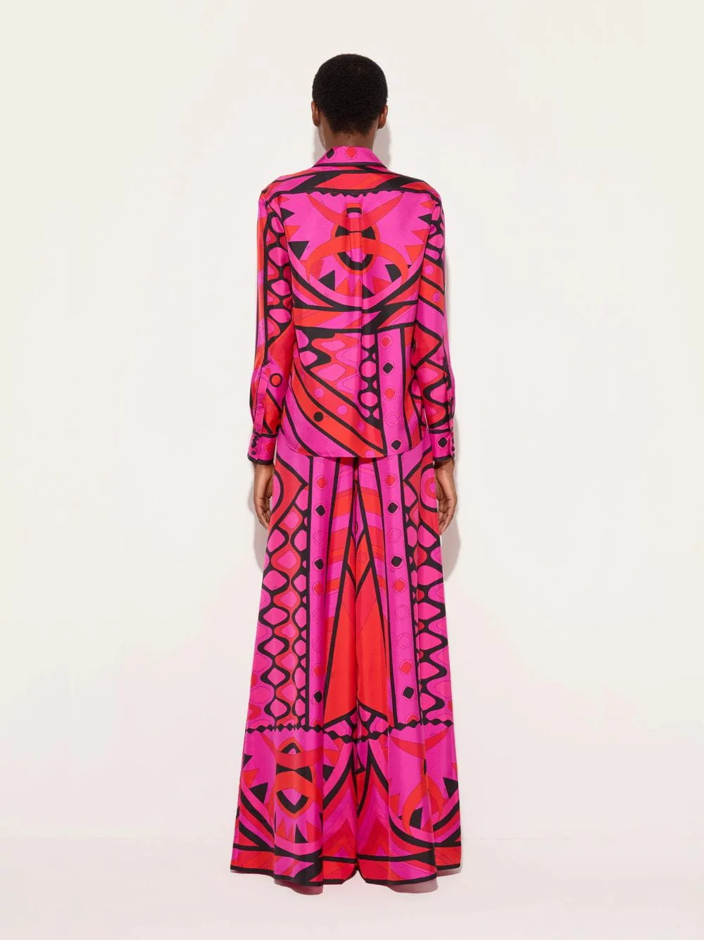 Fuchsia and Black Vivara Silk Palazzo Pants - Image 5