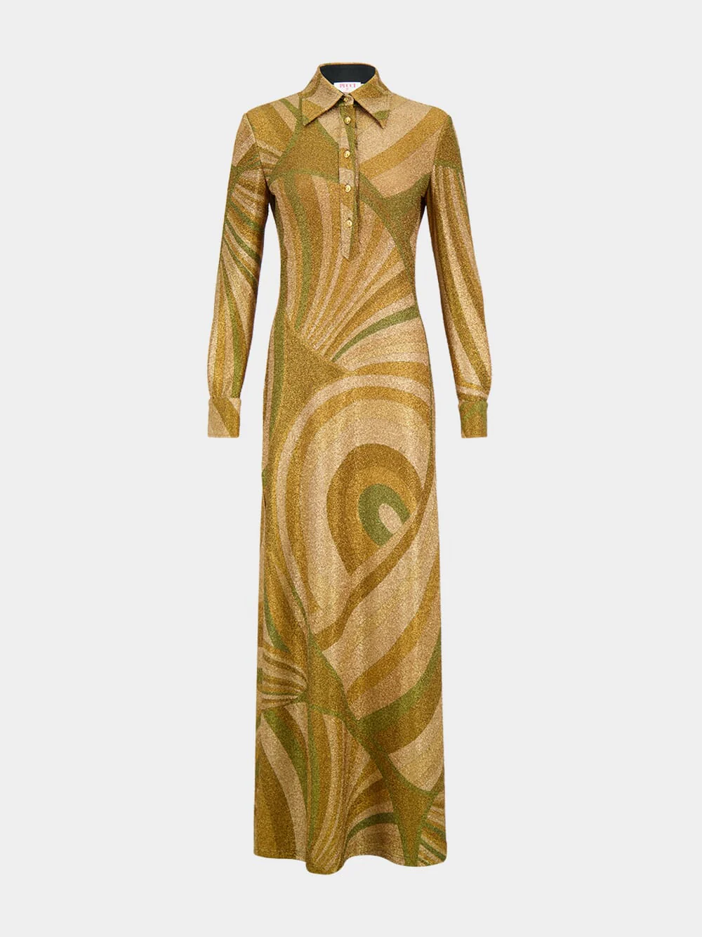 Gold Iride Print Jersey Lamé Dress - Image 2