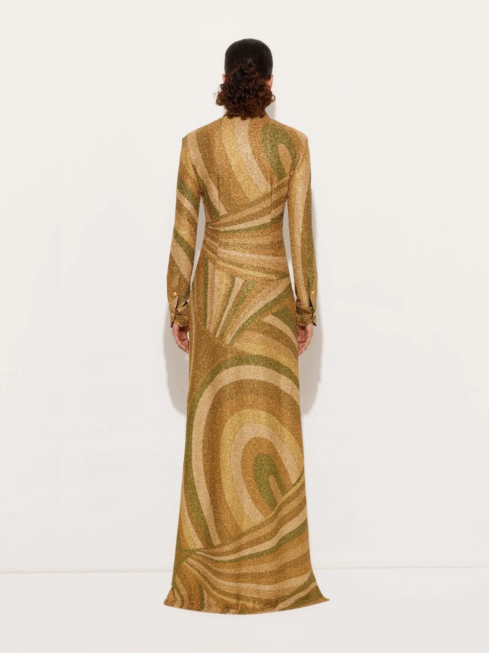 Gold Iride Print Jersey Lamé Dress - Image 3