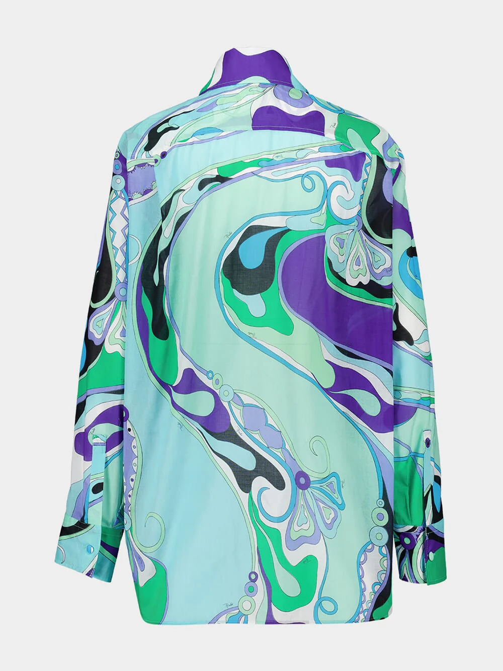 Green and Emerald Orchidee Cotton Shirt - Image 2
