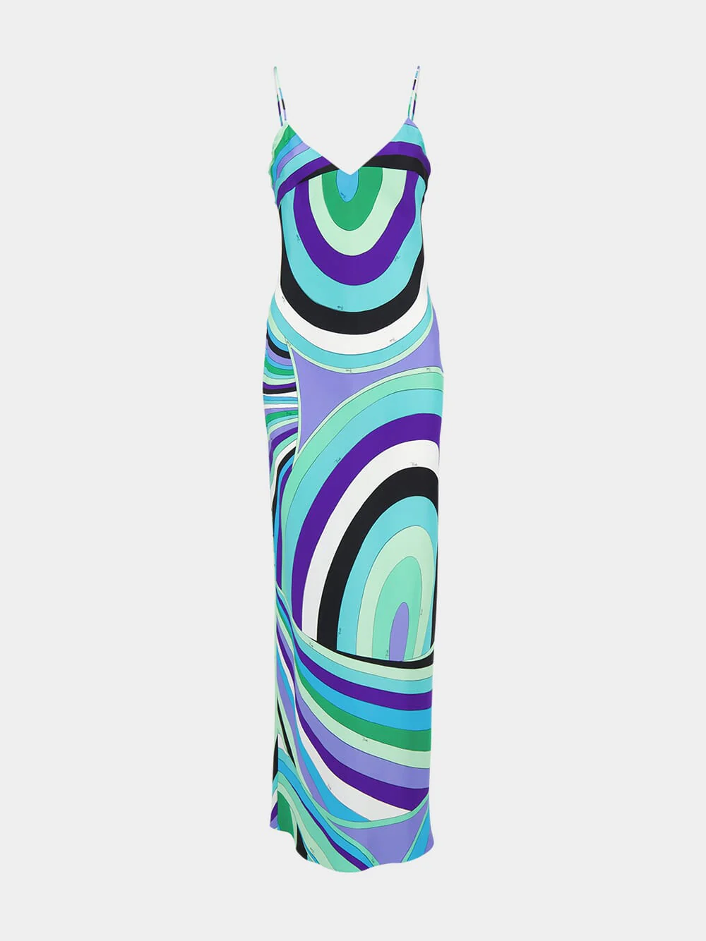 Green and Lilac Iride Print Cape Long Dress - Image 2