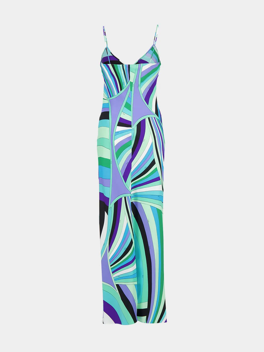 Green and Lilac Iride Print Cape Long Dress - Image 4