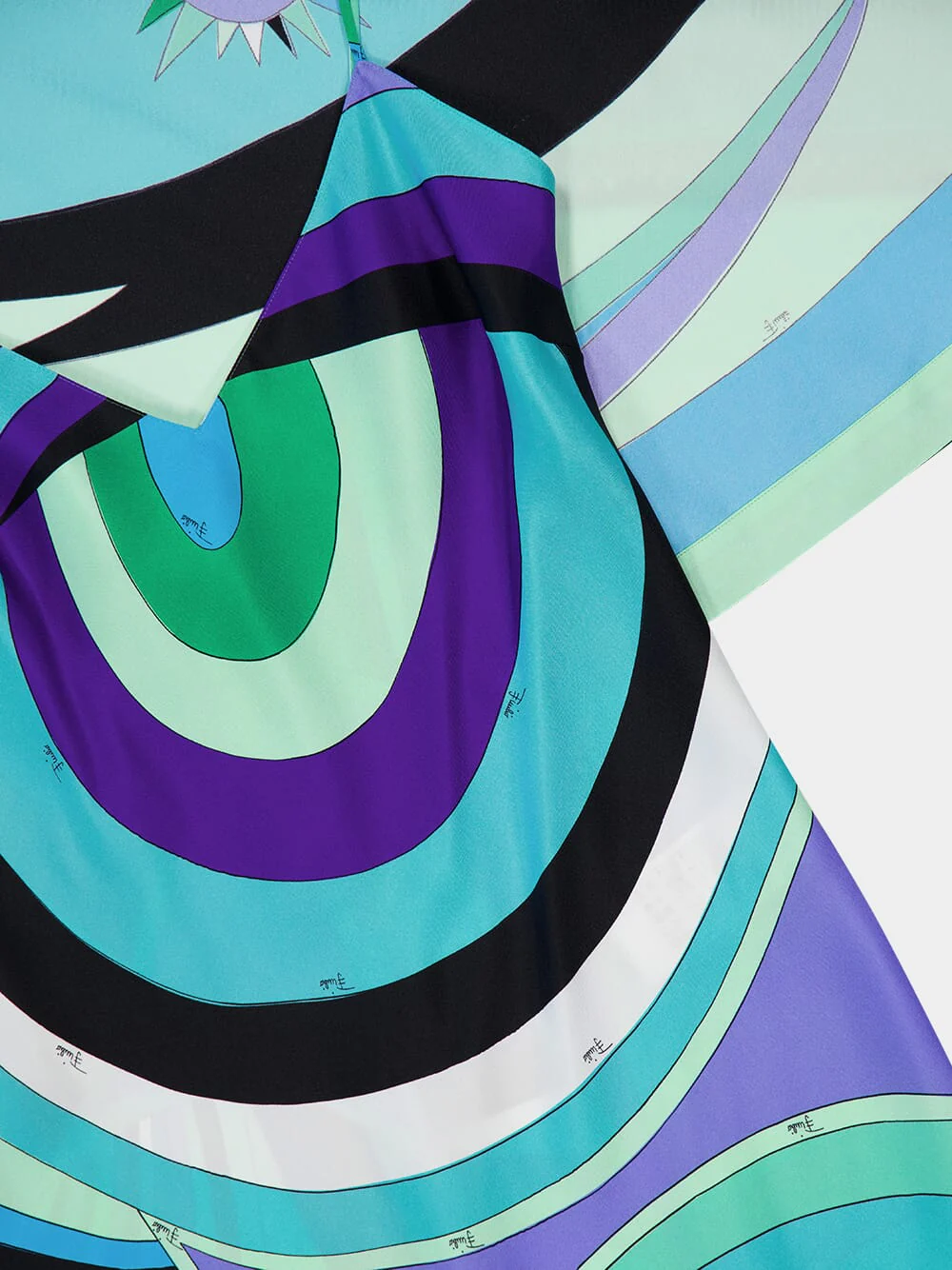 Green and Lilac Iride Print Cape Long Dress - Image 5