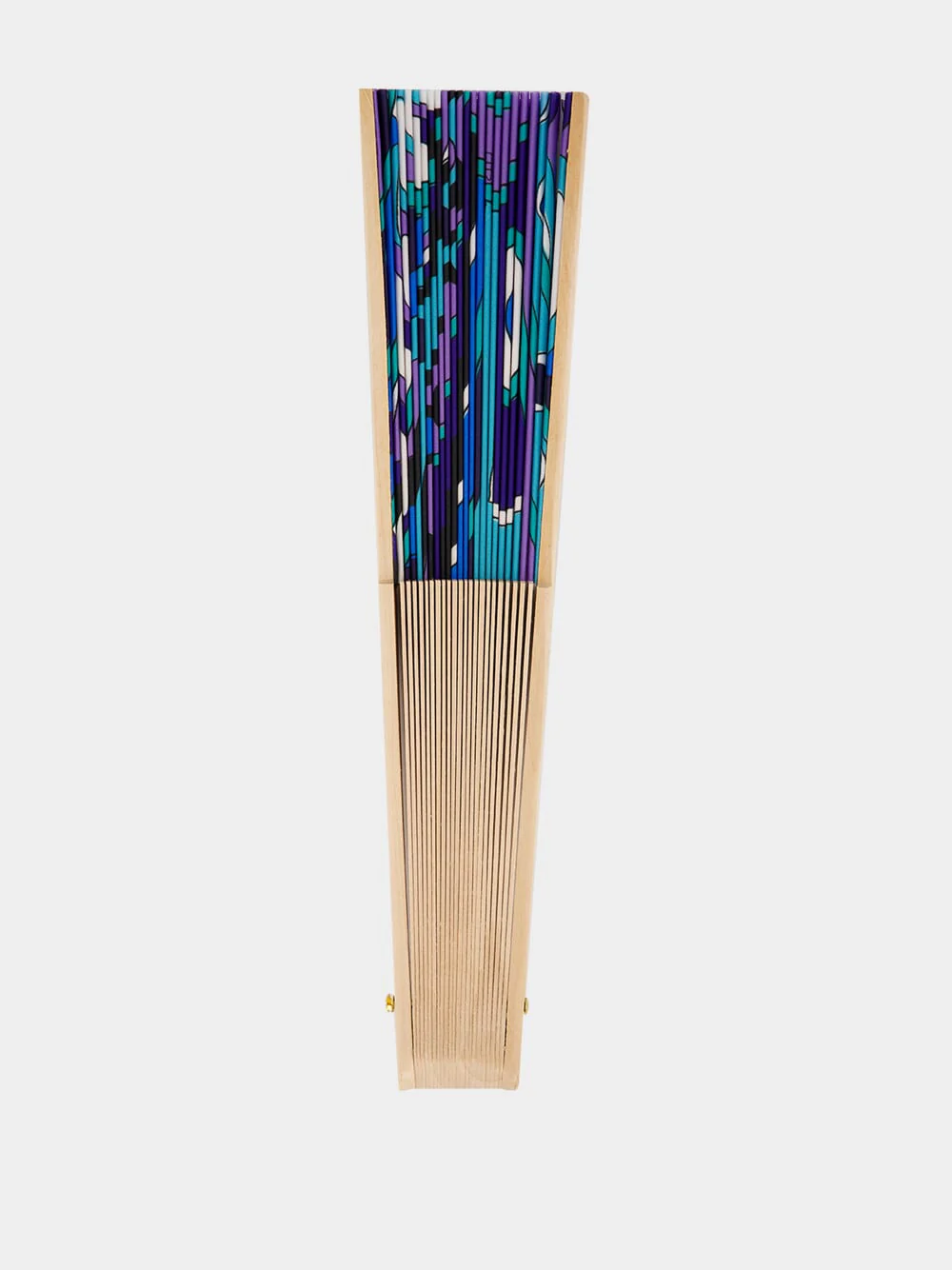 Turquoise and Blue Vivara Print Fan - Image 3