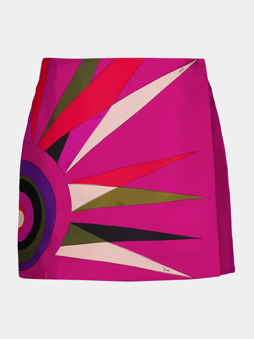 Hawaiian Print Silk Wrap Mini Skirt - Image 2
