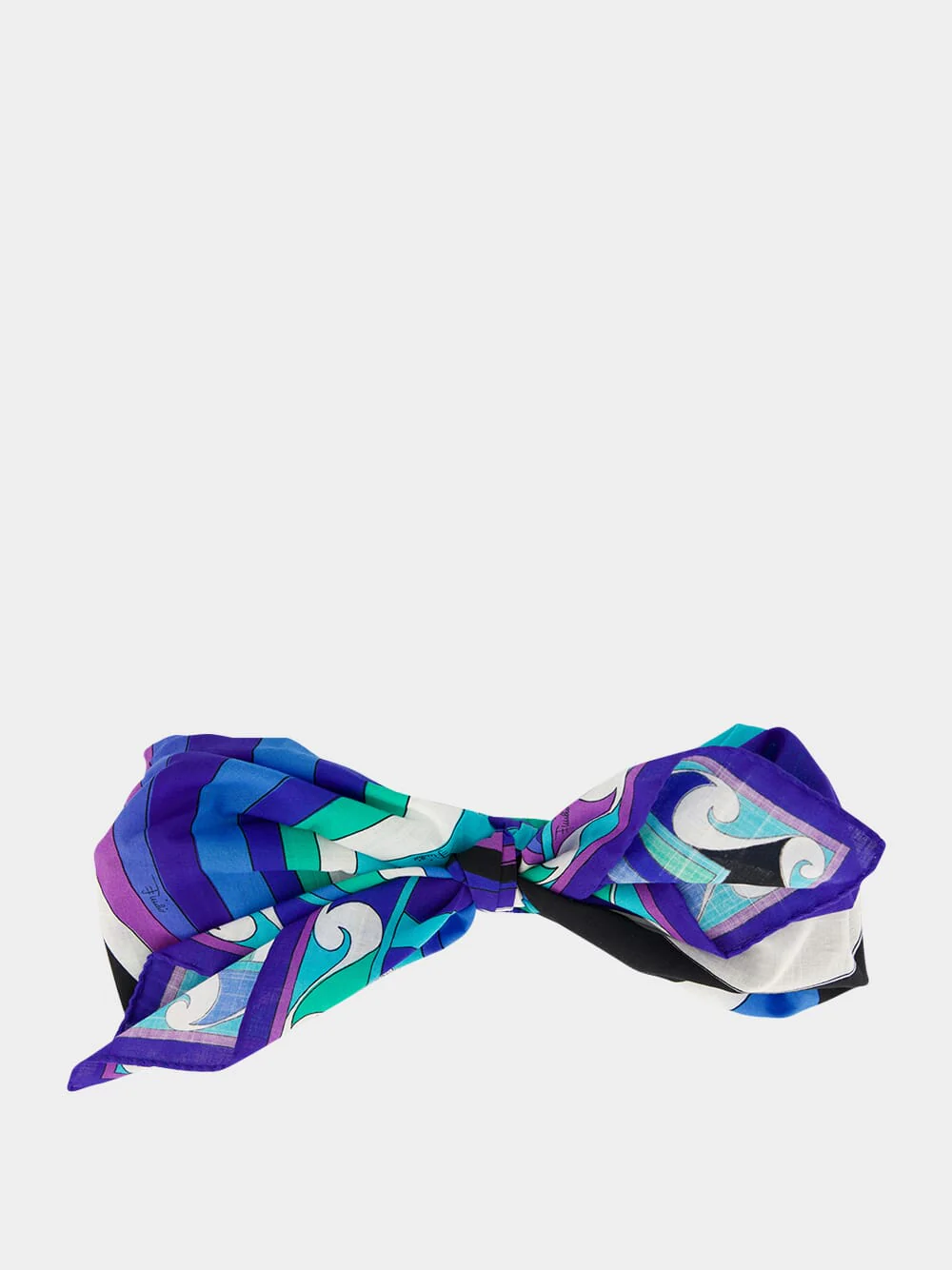 Turquoise and Blue Iride Print Cotton Bow Headband - Image 3