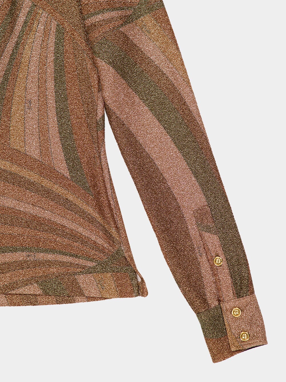 Iride Print Gold Lamé Jersey Polo Top - Image 6