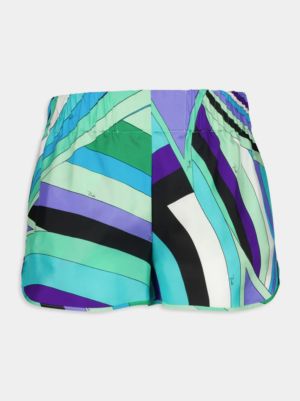 Iride Print Silk Elastic Waist Shorts