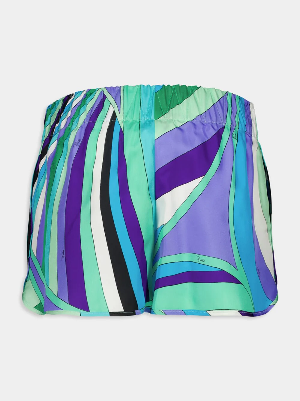 Iride Print Silk Elastic Waist Shorts - Image 2