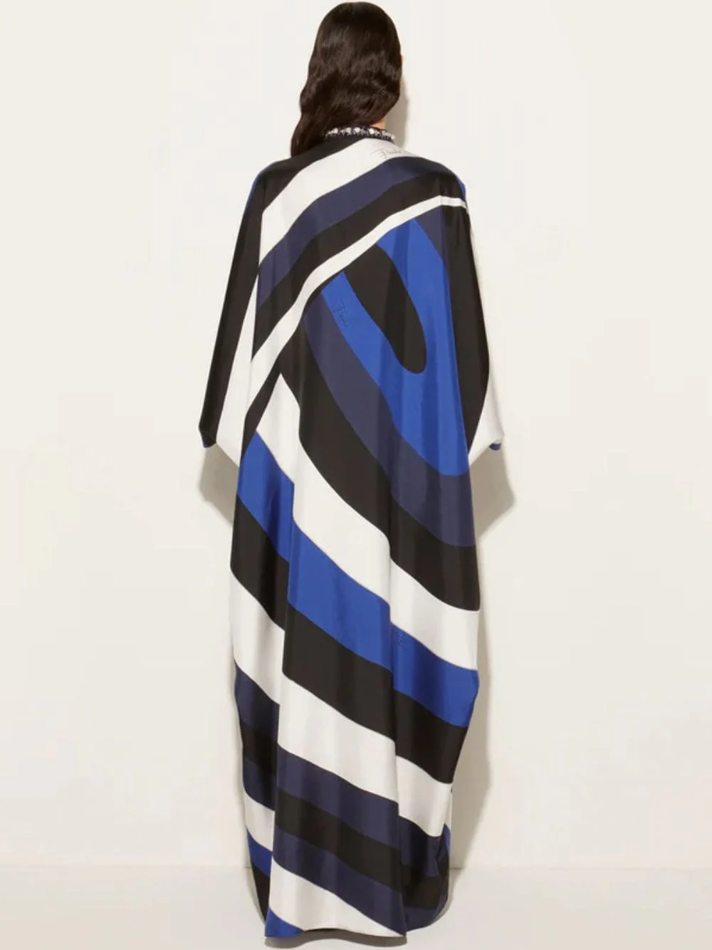 Iris Print Silk Kaftan Dress - Image 3