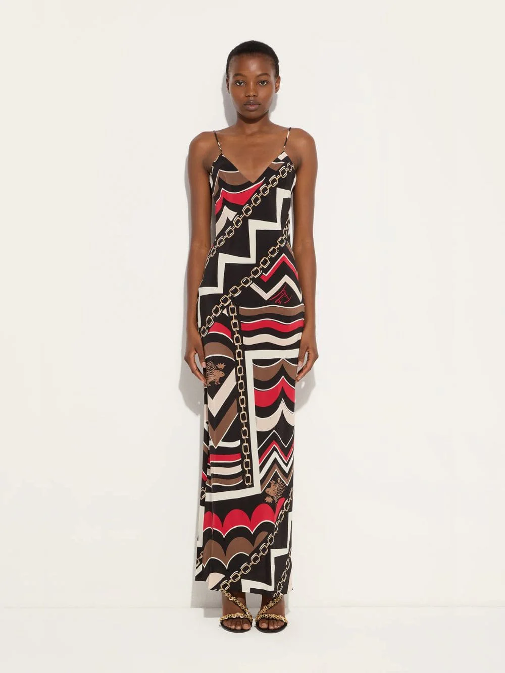 Istrice Print Long Silk Dress