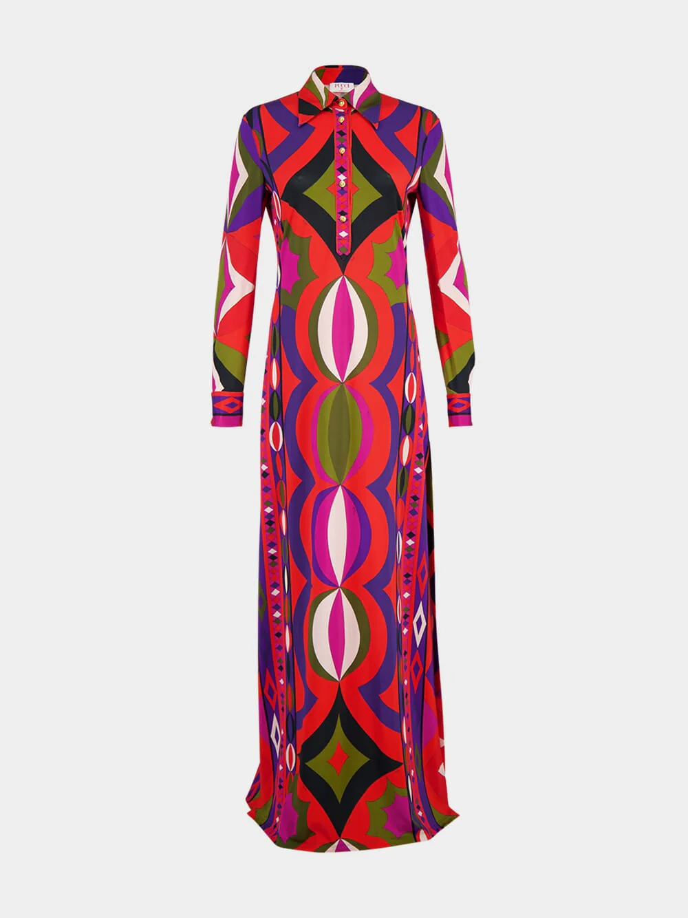 Jersey Satin Dress with Necklace Print
