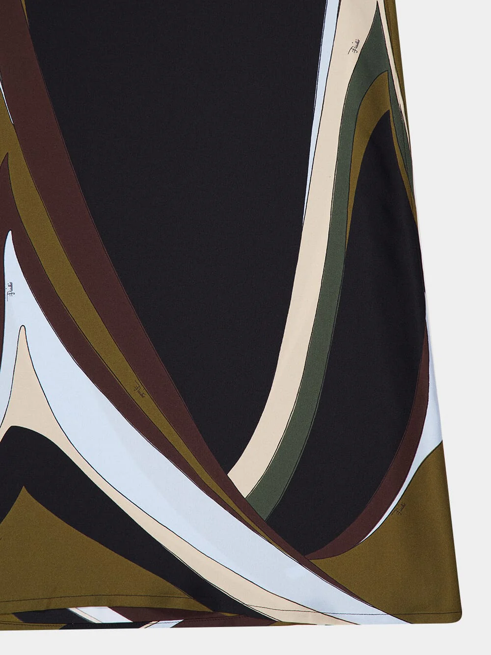 Khaki and Blue Fari Print Silk Palazzo Pants - Image 6