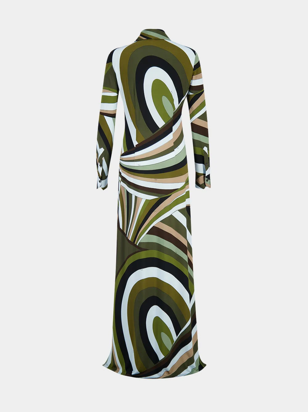 Khaki and Blue Iride Print Chemisier Dress - Image 3