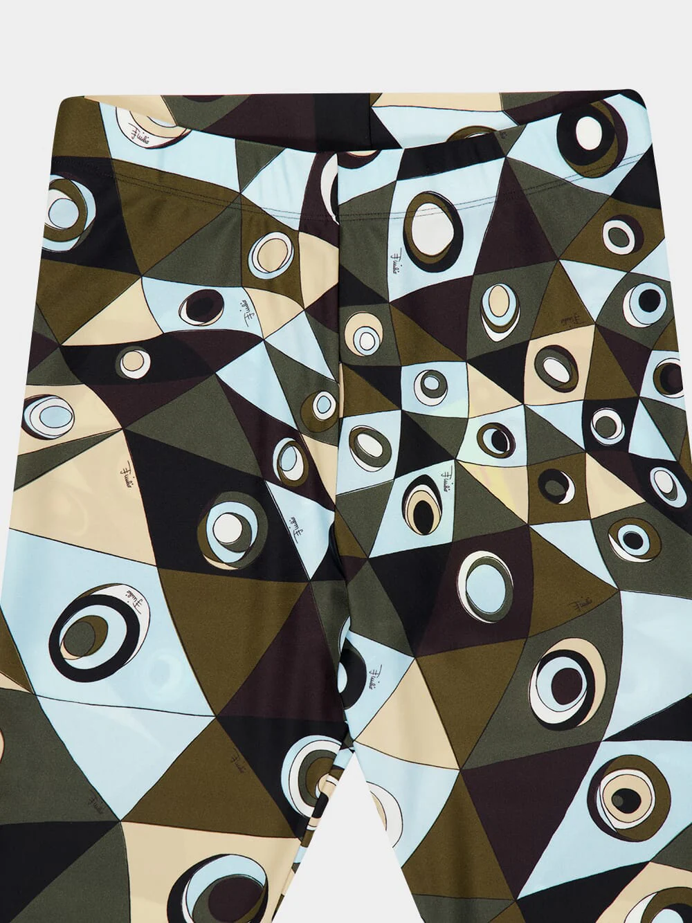 Khaki and Blue Occhi Print Leggings - Image 3