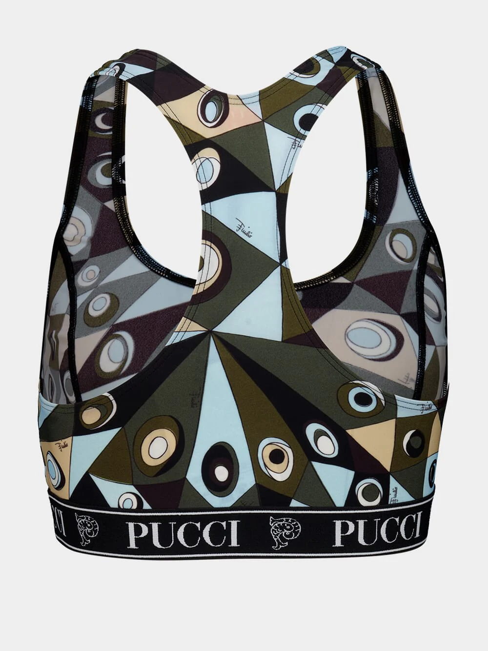 Khaki and Blue Occhi Print Sports Bra - Image 3