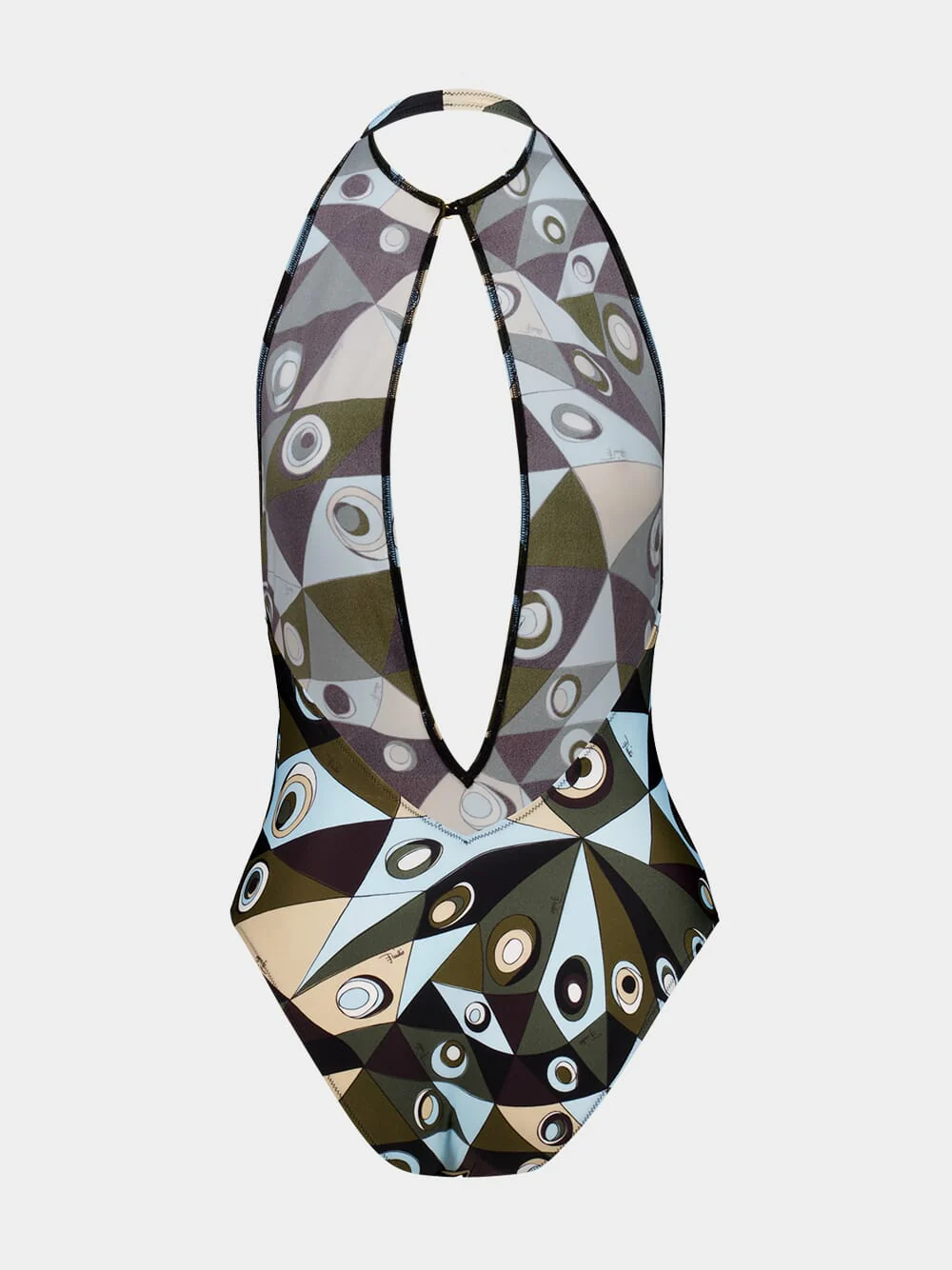 Khaki and Blue Occhi Print Swimsuit - Image 3