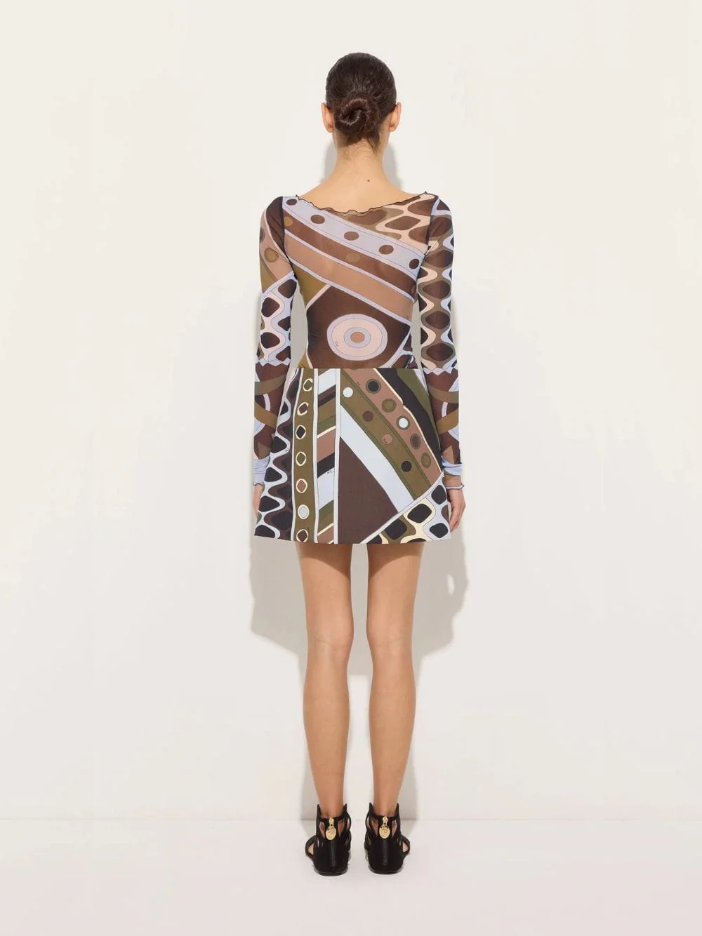 Khaki and Blue Vivara Print Tulle Top - Image 4
