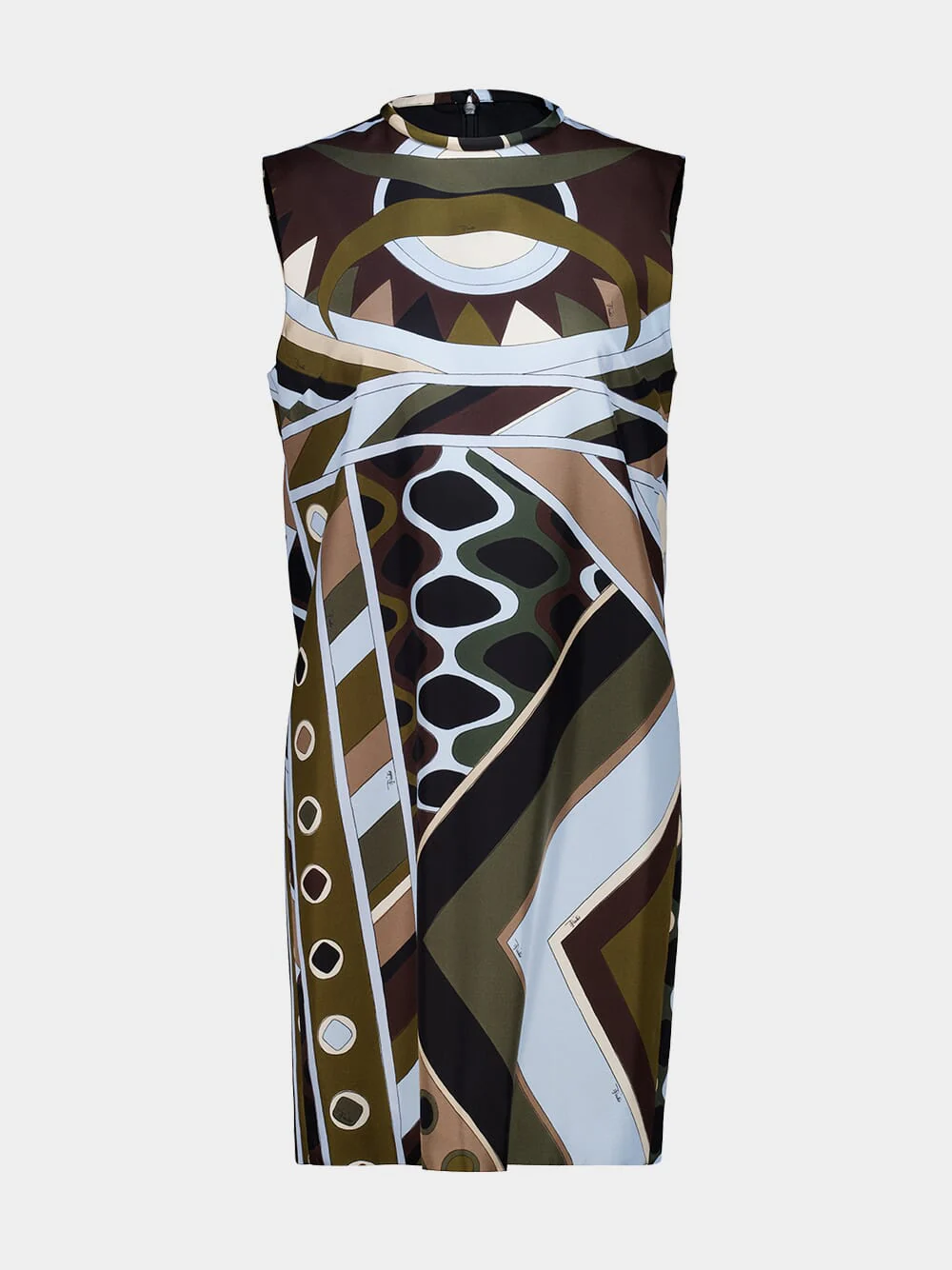 Khaki and Blue Vivara Silk Mini Dress - Image 2